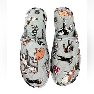 VERA BRADLEY DOG SHOW TRAVEL SLIPPERS: Size MEDIUM 7-8 Quilted Slip On NWOT